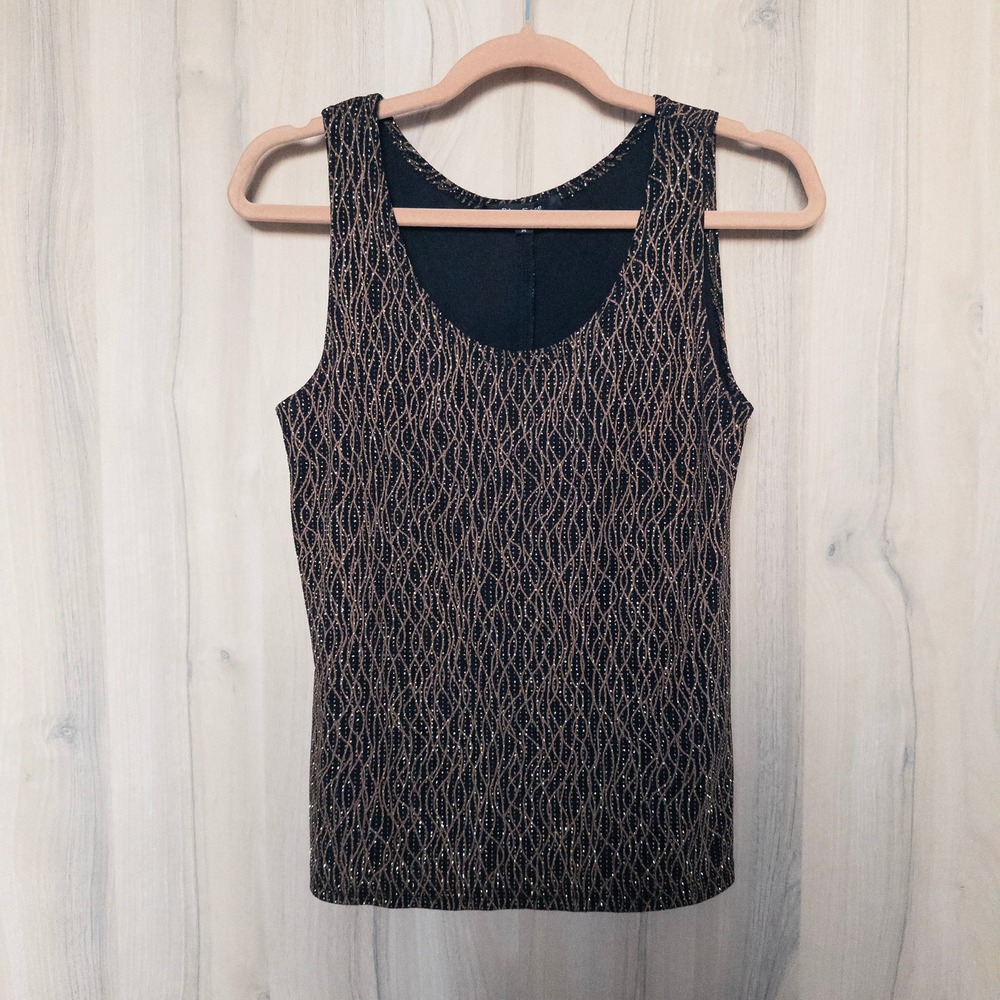 VTG Blue‎ Sage Womens 2 Piece Set Size M Black Gold 90s Metallic Chic Glam Party - Picture 6 of 8